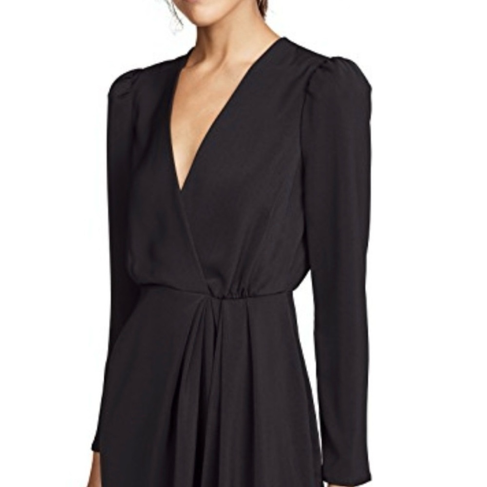 WAYF Banks Plunging Black Asymmetrical Mini Dress Size S
